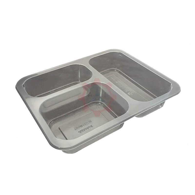 Hazır Yemek Kabı 3 Bölmeli Şeffaf 227×178 mm. H:42